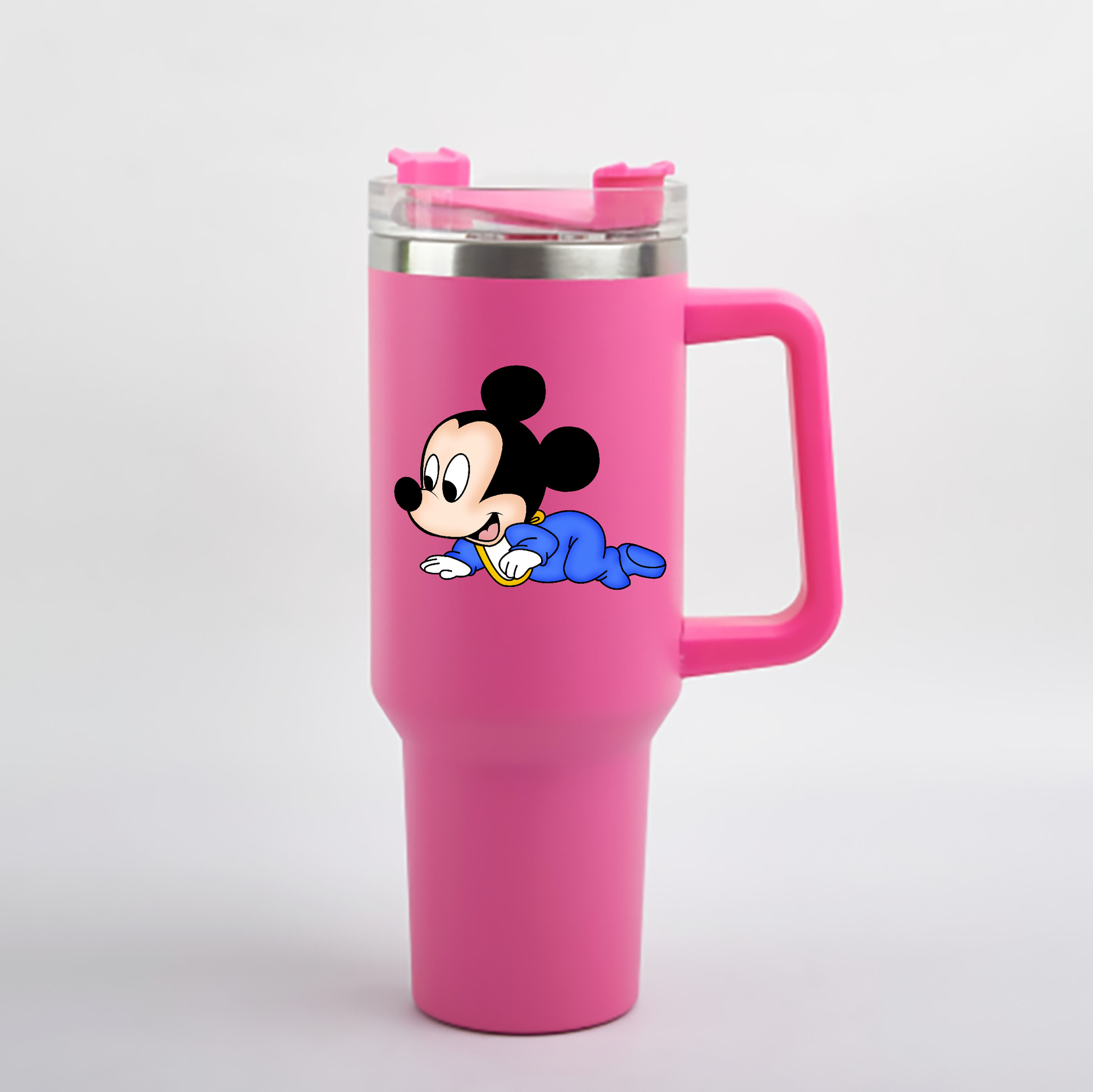 （画像用） ミッキーマウス Mickey Mouse 1200mL車用タンブラー - クリスタルステッカー（プラスチックストロー付き）